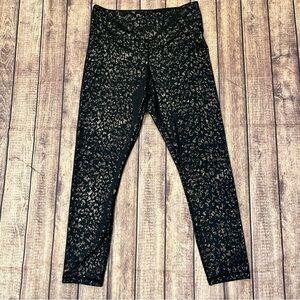 ZYIA Black Leggings with Gold Animal Print Accents Size 8-10 Active
